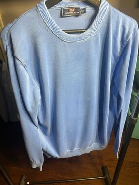 Vineyard Vines Men's Sky Blue Crewneck Sweater- Shows Wear and Spots- See Pictur